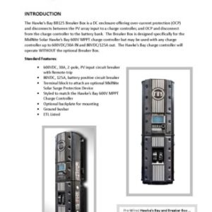 MNHAWKE’S BAY BB 125 c/w 125A breaker battery side + 30A breaker PV input