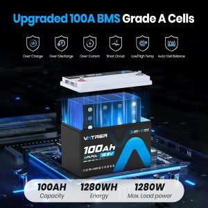 TB 12.8V/100Ahr Lithium Battery with Heater and Bluetooth 5 yr warranty